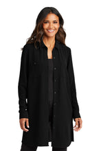 Load image into Gallery viewer, EUPHORIA Port Authority® Ladies Textured Crepe Long Tunic - BLACK
