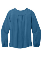 Load image into Gallery viewer, EUPHORIA Port Authority® Ladies Textured Crepe Blouse - Aegean Blue
