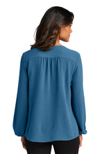 Load image into Gallery viewer, EUPHORIA Port Authority® Ladies Textured Crepe Blouse - Aegean Blue
