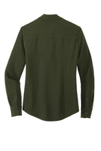 Load image into Gallery viewer, EUPHORIA Mercer+Mettle™ Women&#39;s Stretch Crepe Long Sleeve Camp Blouse - Townsend Green
