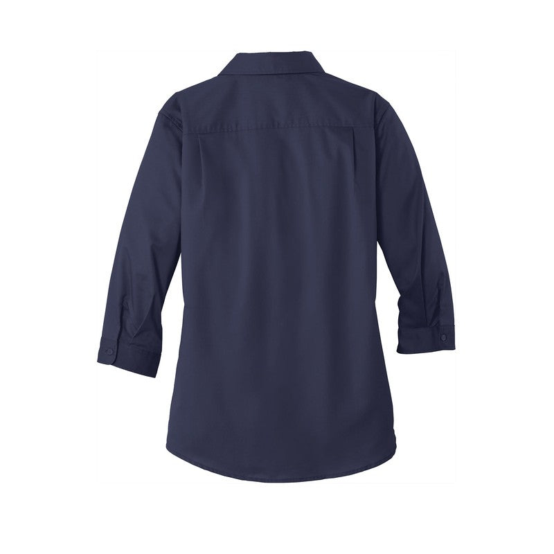 LINCOLN TECH Port Authority® Women's 3/4-Sleeve SuperPro™ Twill Shirt - TRUE NAVY