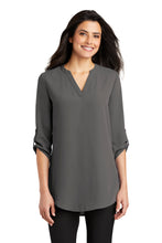 Load image into Gallery viewer, EUROPHIA Port Authority ® Ladies 3/4-Sleeve Tunic Blouse - Sterling Grey
