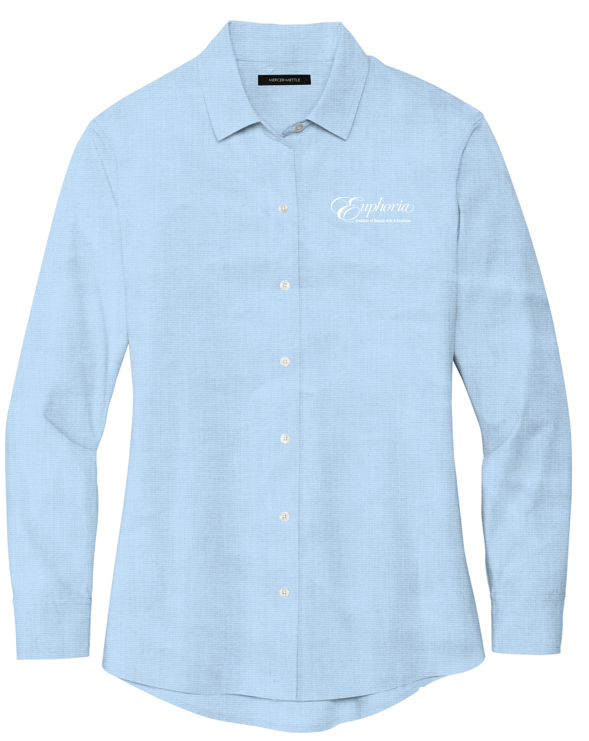 EUPHORIA Mercer+Mettle™ Women’s Long Sleeve Stretch Woven Shirt - Air Blue End On End