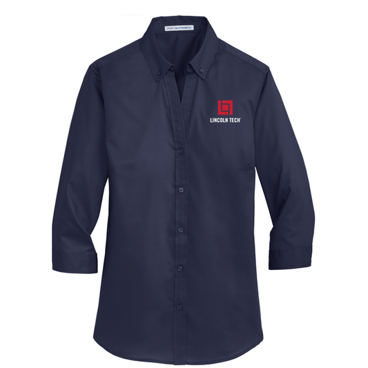 LINCOLN TECH Port Authority® Women's 3/4-Sleeve SuperPro™ Twill Shirt - TRUE NAVY