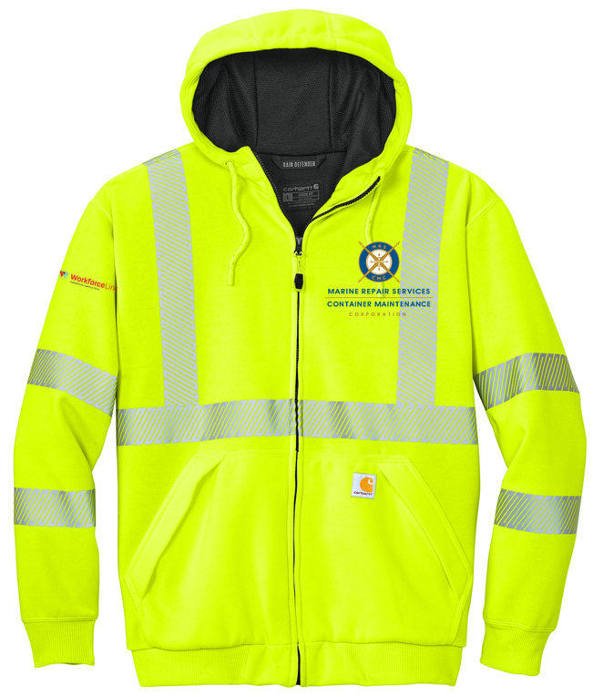 CMC WORKFORCE Carhartt® ANSI 107 Class 3 Lined Full-Zip Sweatshirt - Brite Lime