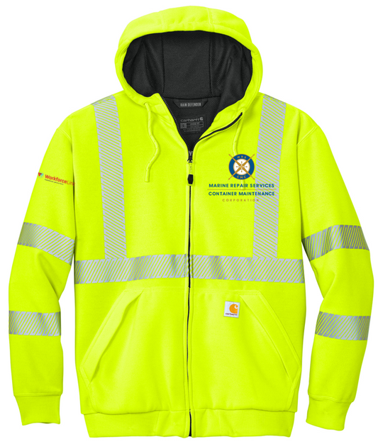 CMC WORKFORCE Carhartt® ANSI 107 Class 3 Lined Full-Zip Sweatshirt - Brite Lime