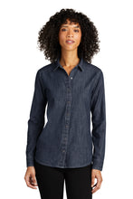 Load image into Gallery viewer, Ladies Long Sleeve Perfect Denim Shirt - Dark Wash
