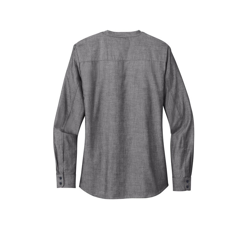 Ladies Long Sleeve Chambray Easy Care Shirt - Deep Black