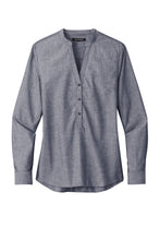 Load image into Gallery viewer, Ladies Long Sleeve Chambray Easy Care Shirt - Estate Blue
