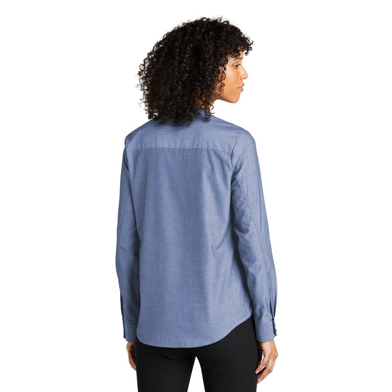 Ladies Long Sleeve Chambray Easy Care Shirt - Moonlight Blue