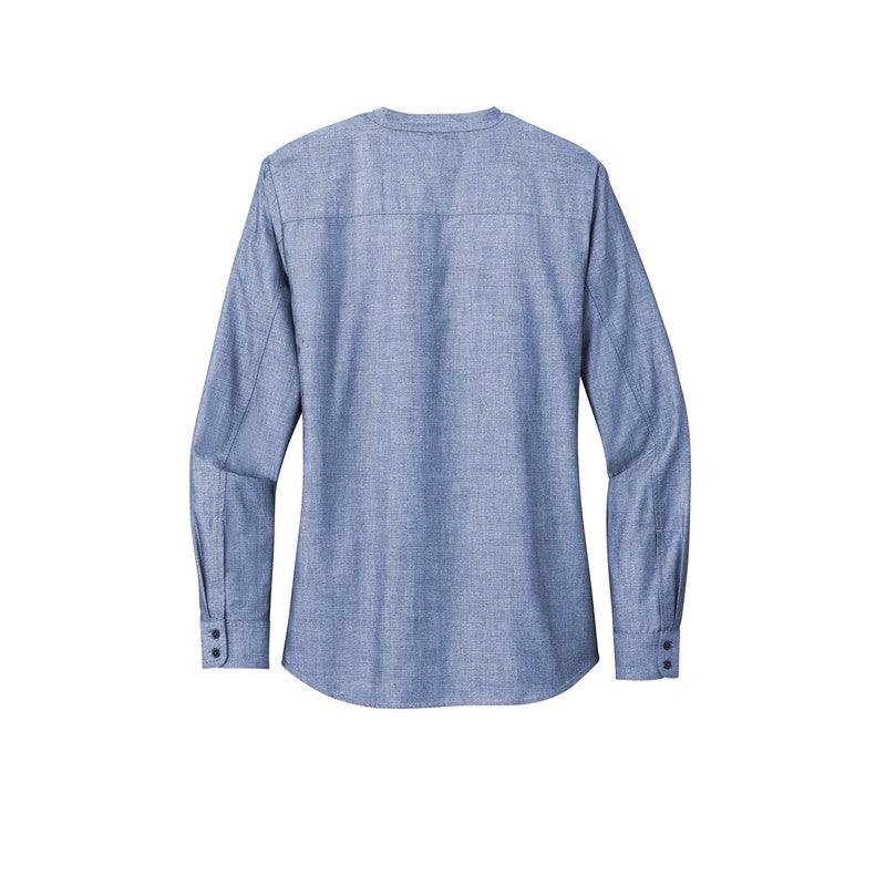 Ladies Long Sleeve Chambray Easy Care Shirt - Moonlight Blue