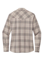 Load image into Gallery viewer, Ladies Long Sleeve Ombre Plaid Shirt - Frost Grey
