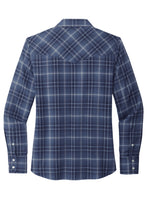 Load image into Gallery viewer, Ladies Long Sleeve Ombre Plaid Shirt - True Navy
