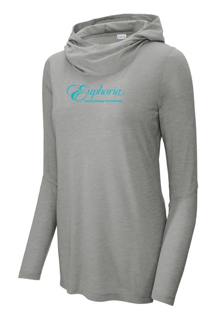 EUPHORIA Sport-Tek ® Ladies PosiCharge ® Tri-Blend Wicking Long Sleeve Hoodie - Light Grey Heather