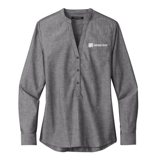 Ladies Long Sleeve Chambray Easy Care Shirt - Deep Black