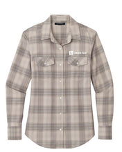 Load image into Gallery viewer, Ladies Long Sleeve Ombre Plaid Shirt - Frost Grey
