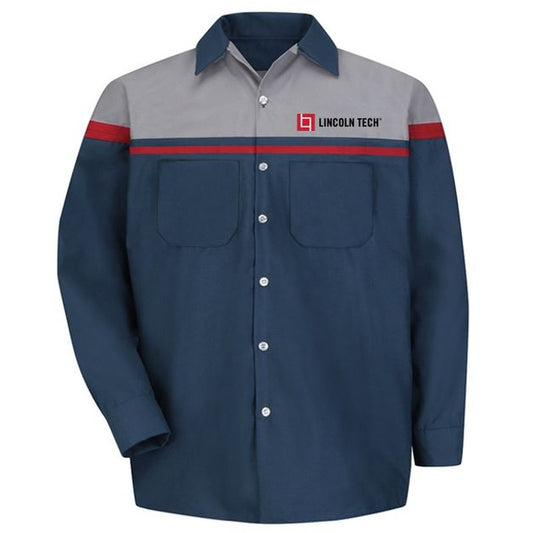 Red Kap® Long Sleeve Performance Technician Shirt - Navy-Gray-Red AC